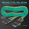 4 Pin Trailer Connector Harness Extension 80 Inch, 16AWG 4 Way Trailer Plug Flat Wire Extender, Male To Female Trailer Light Connector For Hitch,