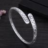 Vintage Thai Silver Lotus Flower Cuff Bracelet for Women Girl Ethnic Fashion New Jewelry Party Lady Gift Pulseras Mujer