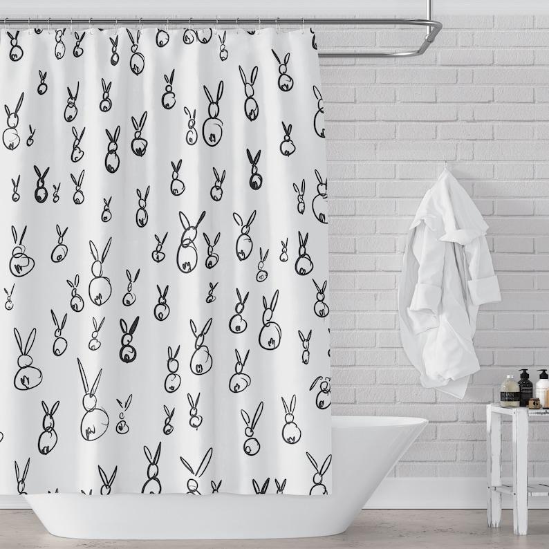 

Bunny Butts Black And White Whimsical Shower Curtains W60H190(CM)-1 Pcs