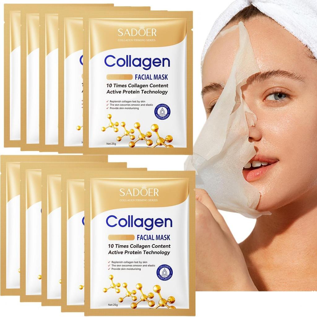 10PCS Collagen Face Mask Set -Deep Moisturizing & Firming Facial Masks, Hydrating, Anti-Aging, Brightening - Moisturize & Tighten Skin