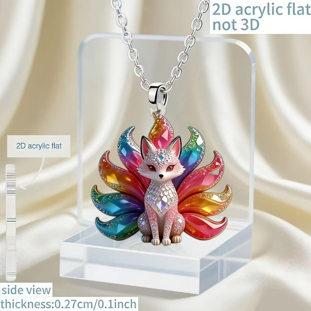 Colourful Shining Fox Pendant Necklace Chinese Style Women Jewelry Women Daily Wear
