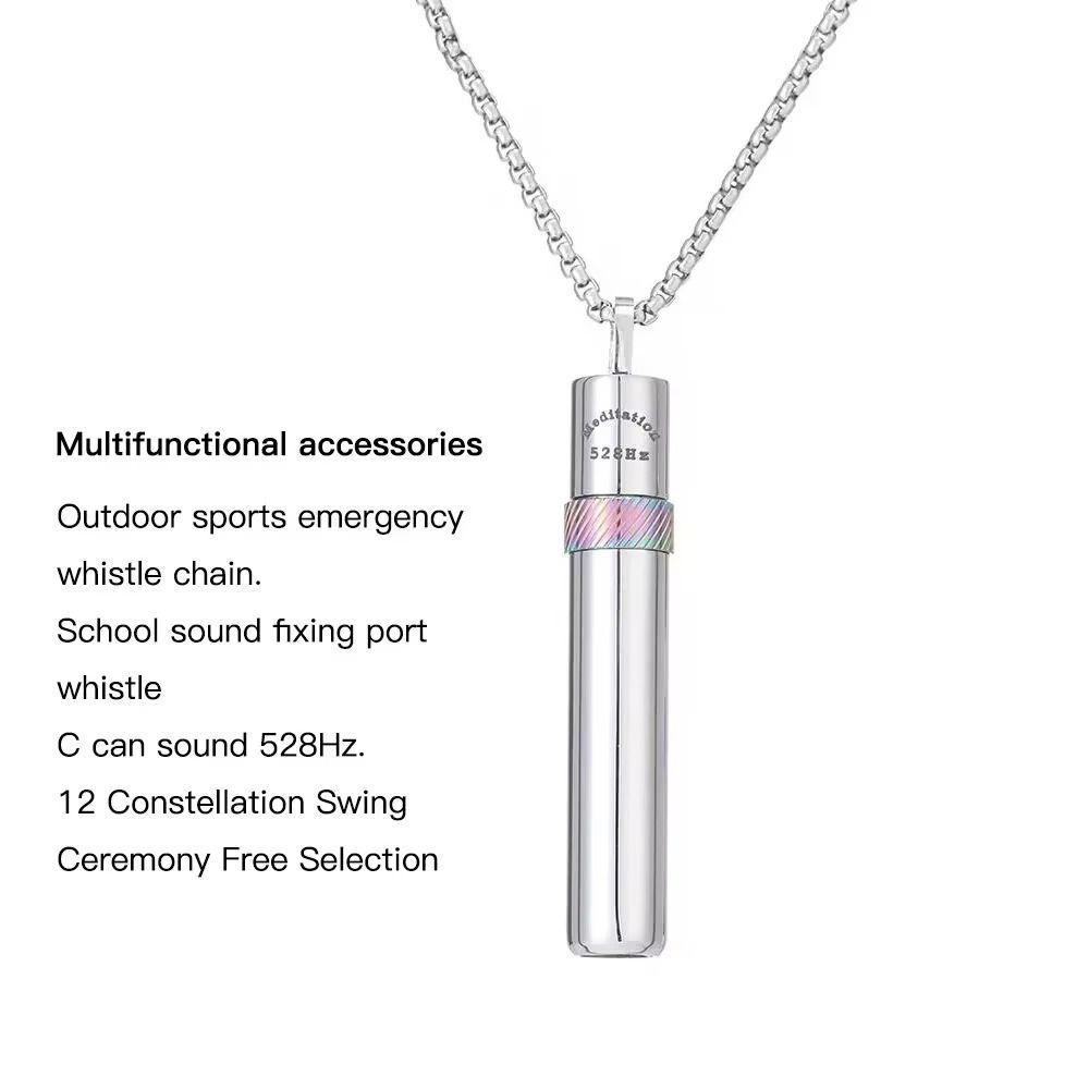 Stainless Steel Breathing Resistance Whistle Necklace Yoga Meditation Necklace  Female Lady Girl