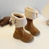 Korean Style Girls Kids Fleece Lined High Tube Solid Color Warm Martin Boots