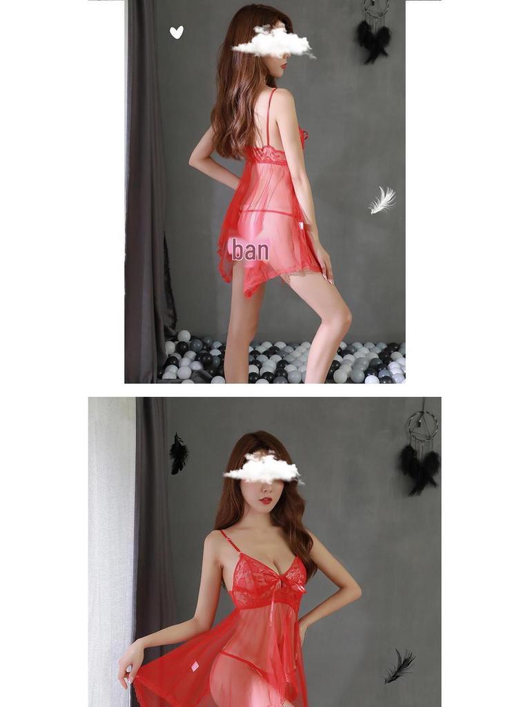 Lenjerie de corp fermecătoare cu bretele din dantelă: Pijamale cu deschidere ușoară, fără zona intimă, pentru femei