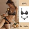 Elegant French Lace Triangle Bralette and Panty Set - Wire-Free, Thin Style for a Flattering Fit