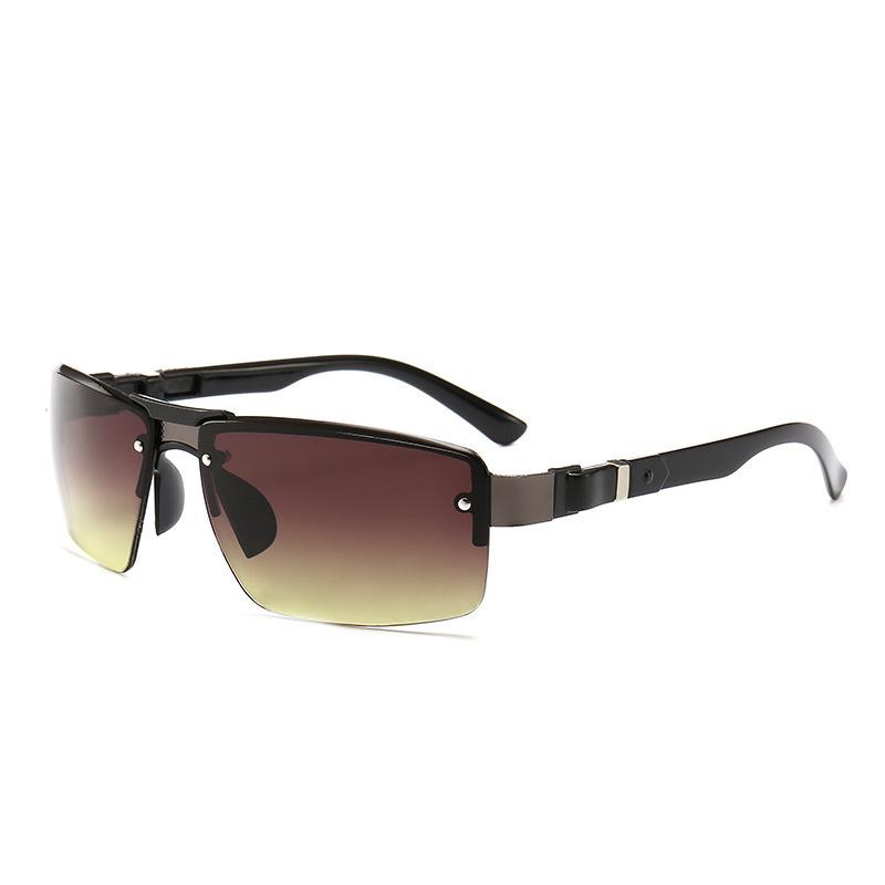 Men's Rimless Sunglasses Lightweight UV Protection Gradient Lens Fashion Eyewear for Outdoor Activities and Driving