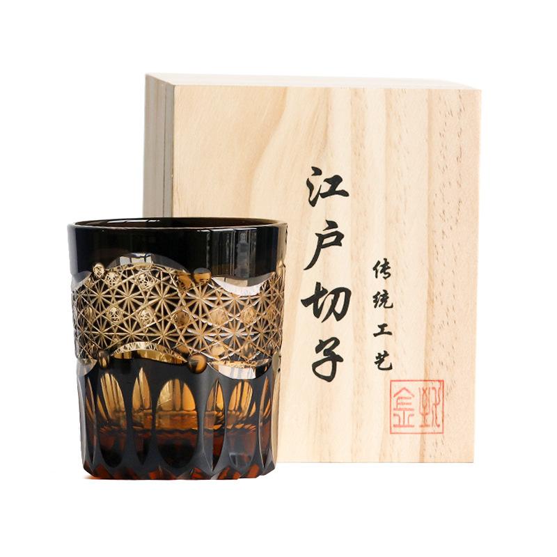 Jinzhi Japanisches Edo-Schliff handgeschnitztes Kristallglas Whiskey Weinglas Riwei Dawning Nische Locke-Glas
