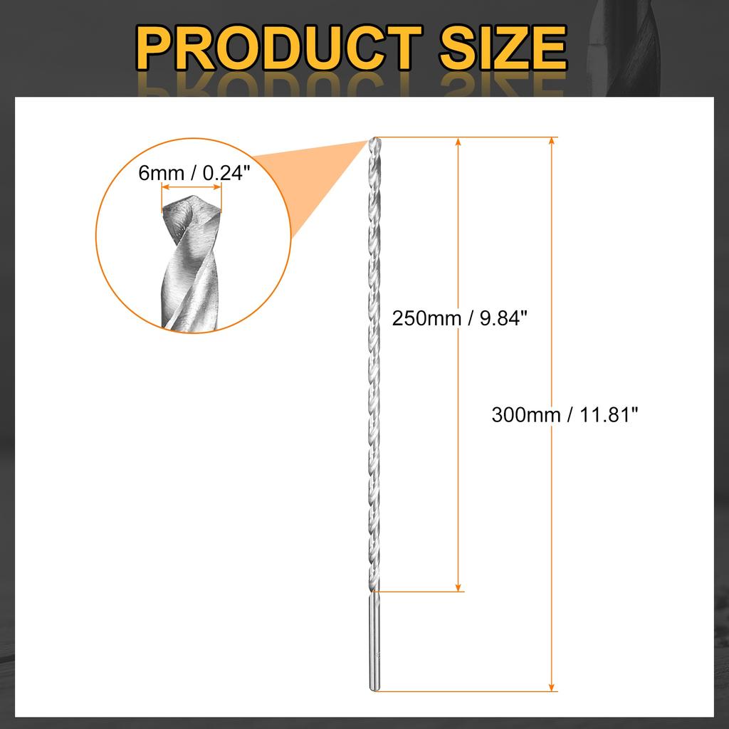2pcs 2.5/3/4/5/6/8/10/12/14mm Dia Extra Long Twist Drill Bit HSS Spiral Jobber Drill Bits Drilling Tools for Wood Plastic Metal