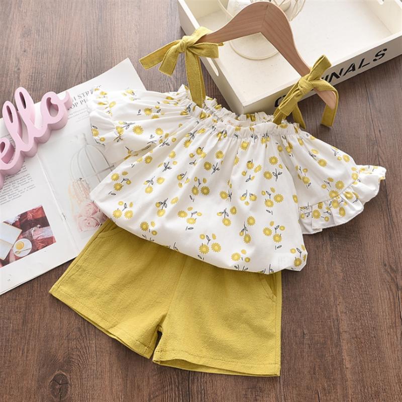 

Девочки Одежда Комплекты Лето Детская Одежда Холтер Шорты Детская Одежда