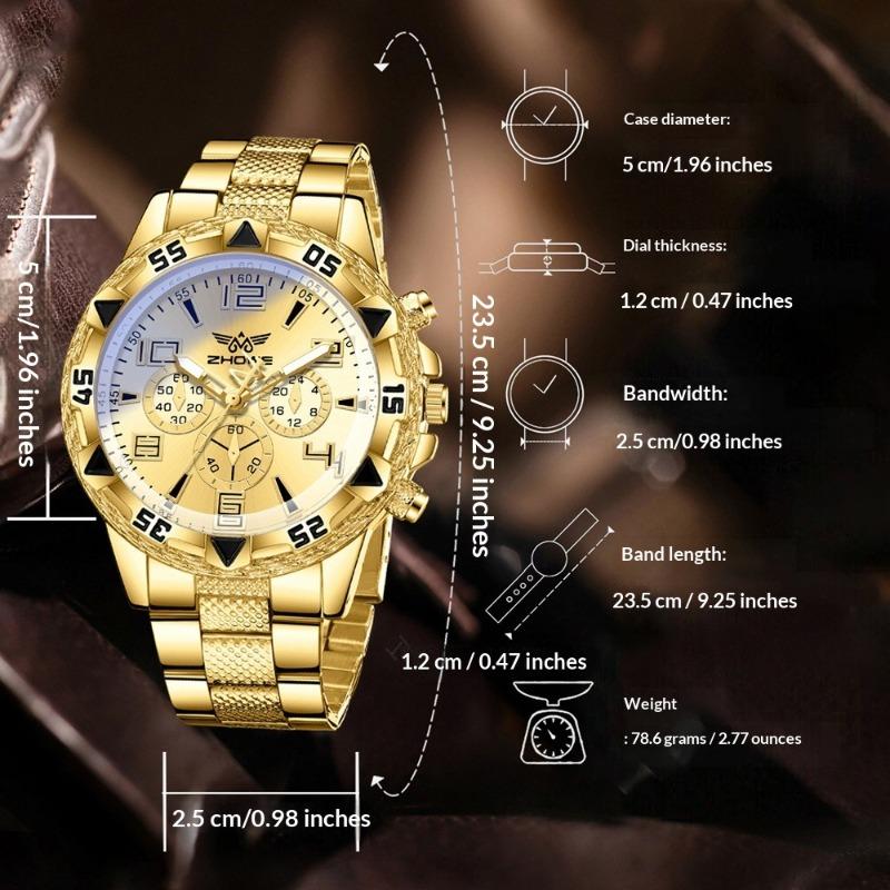 Men's Watch Blu-ray Glass Quartz Watch Classic Watch False Three-eye Digital Alloy Watch