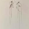 Silver Leaf Long Tassel Earrings For Round Face Women Versatile Design
