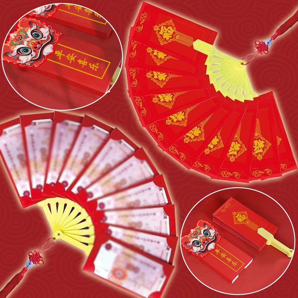 Fan Shaped Chinese Red Envelope New Year Red Packet Money Creative For Kids Gifts Pouch Blessin L7P0