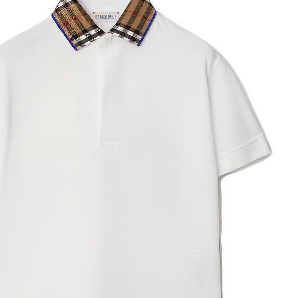 Burberry T Shirt Kids' Apparel Check Collar Cotton Polo Shirt White Kids' 80731601