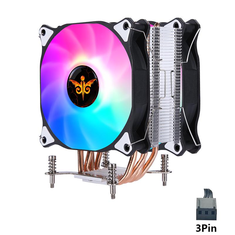 12cm Silent PWM CPU Cooler with 4 Copper Pipes, Single Tower, LGA2011 Compatible, Colorful Lights