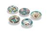Marusan Miyamoto "Kutani Ware" 4.2-inch Plate Set, Old Kutani Style, AP8-0122