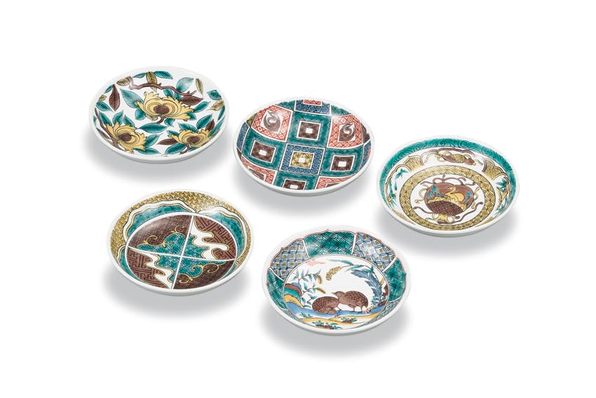 Marusan Miyamoto  Kutani Ware  4.2-inch Plate Set, Old Kutani Style, AP8-0122