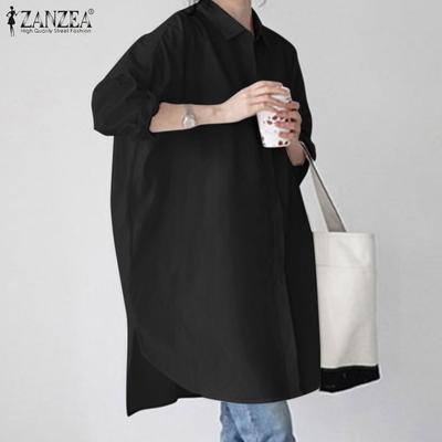 Casual Turn Down Collar 3/4 Sleeve Women Blouse Shirts