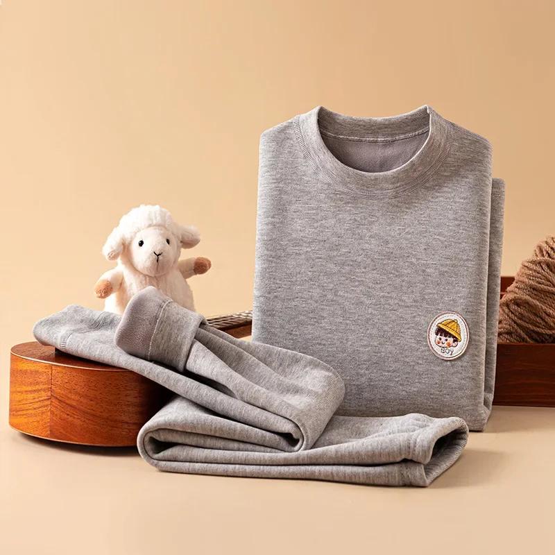 Boys Girls Thermal Underwear Set Autumn Winter Fleece Thick Warm Infant Long Johns Soft Teen Clothes 1-18 Years Kids Loungewear