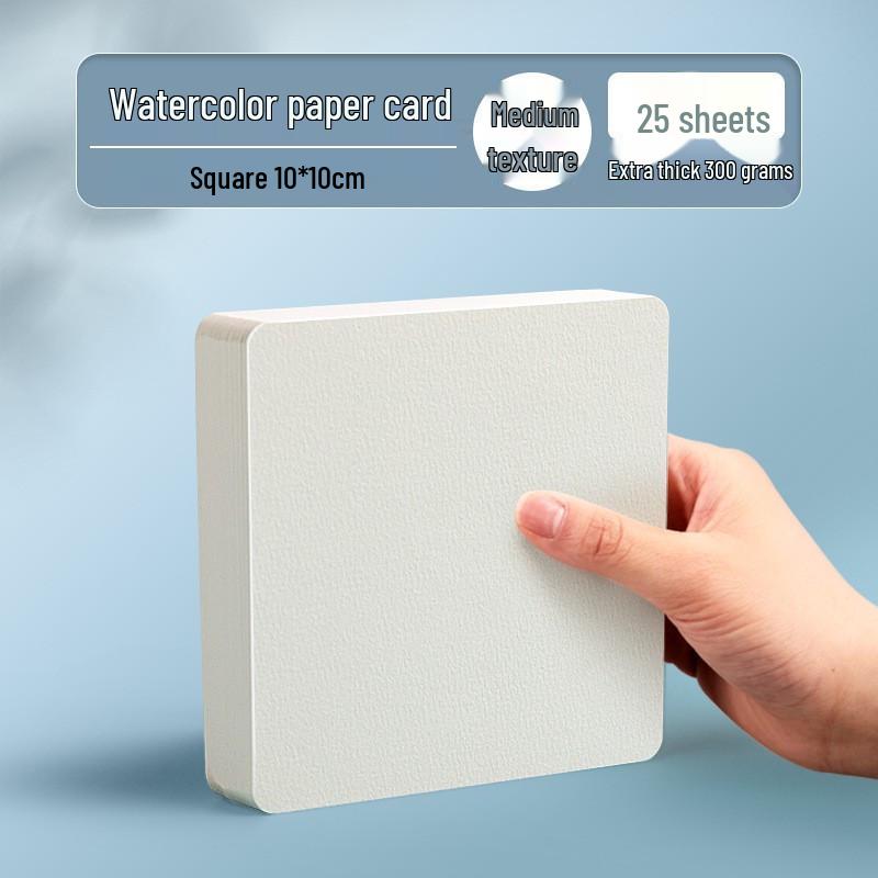 300g Watercolor Postcard Paper - Thick, Medium Rough Texture, Wood Pulp, Square, Blank Cardstock for Painting and Drawing
