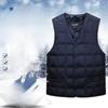 Colete de Penas Leve e Quente Masculino Gola V Estilo Social Preenchimento Outono Inverno Roupa Exterior para Meia-idade e Idosos