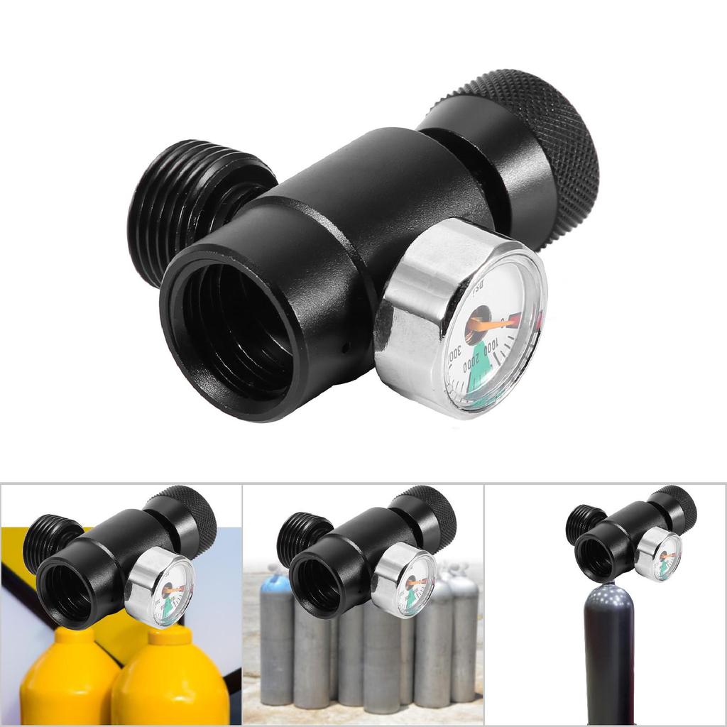 CO2-Fülltank-Zylinder-Nachfülladapter-Anschlusssatz für SodaStream (Schwarz mit Meter)