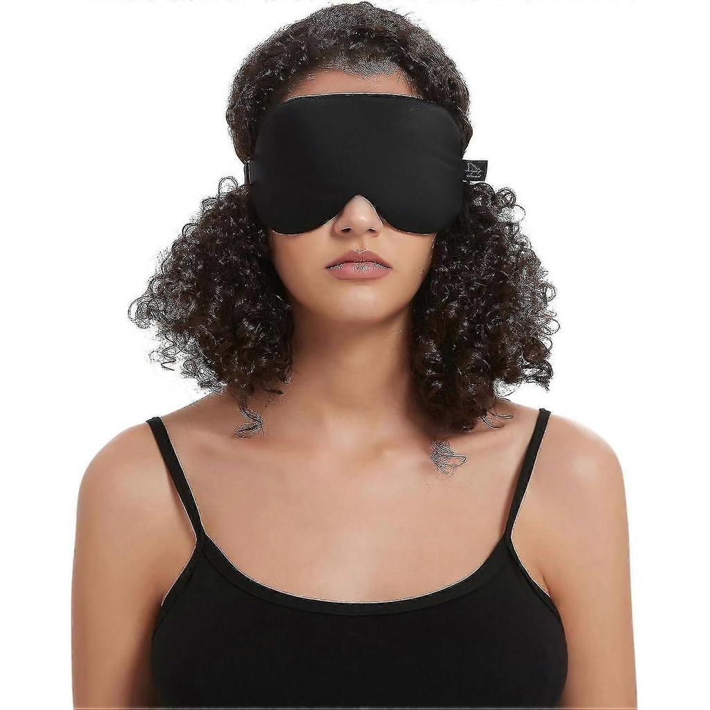Alaska Bear Sleep Mask Silk Cool - No Pressure Eye Donuts Contour - Handmade, Upgrade Over Conventional "flat" Masks (black)