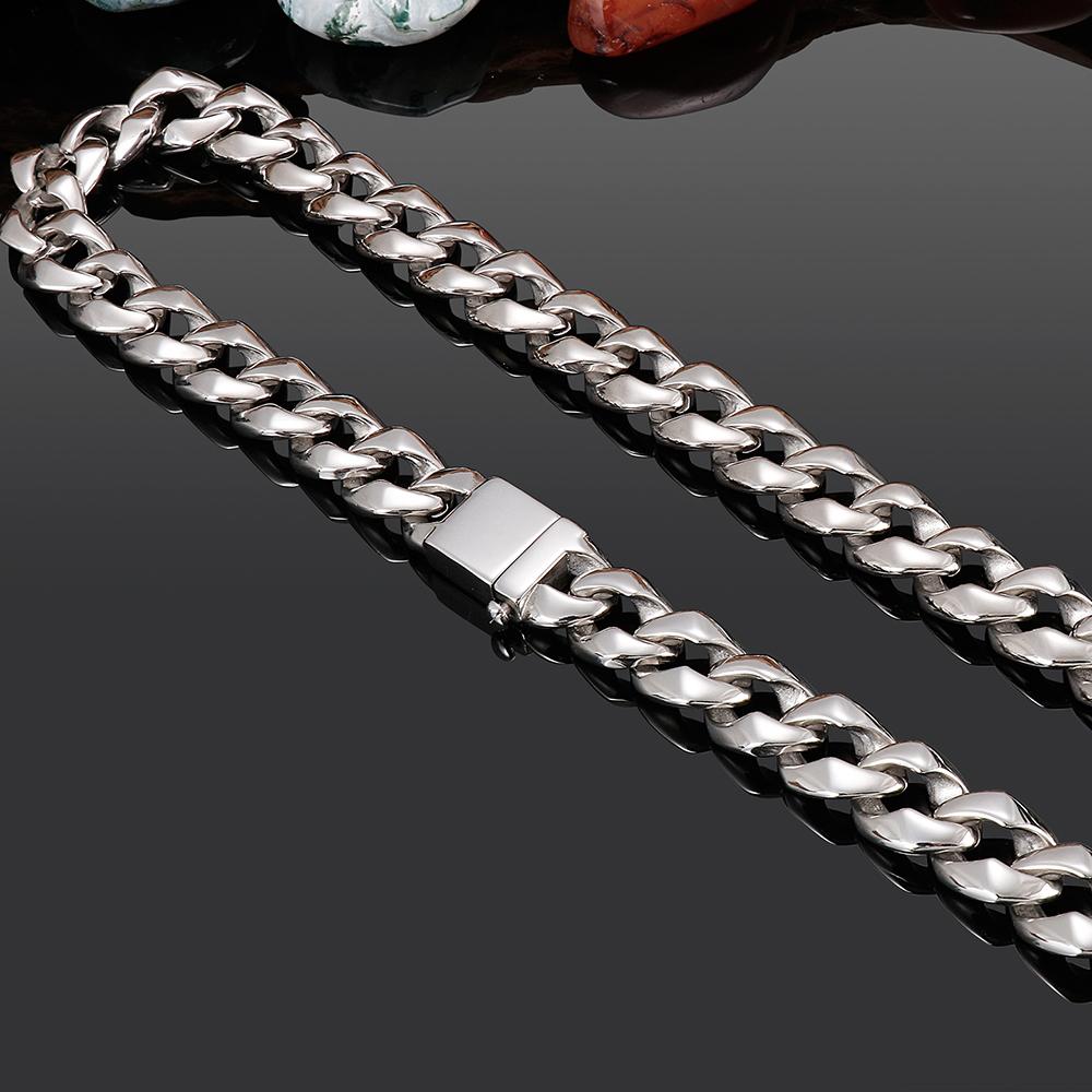 Massive Solid 316L Stainless Steel Necklace for Men High Polished 14/16MM Wide 55/60CM Long Cuban Link Chain Men's Necklaces Man