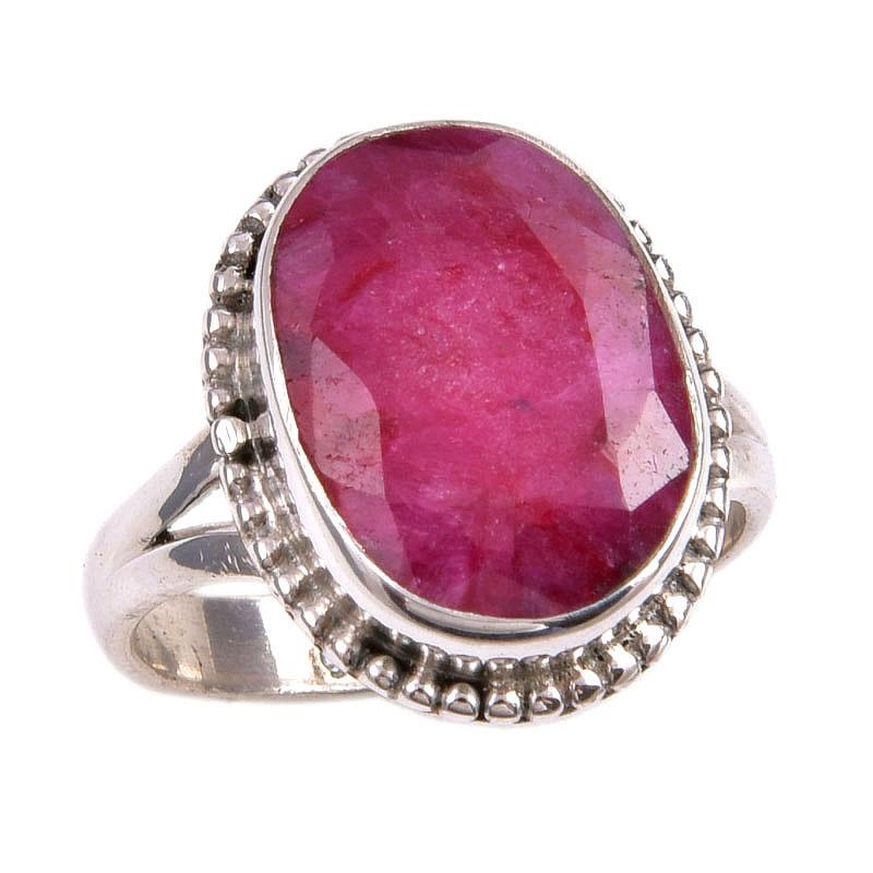 Red Ruby(Simulated) Gemstone Handmade 925 Sterling Silver Gift Ring S.5.5 W9r27