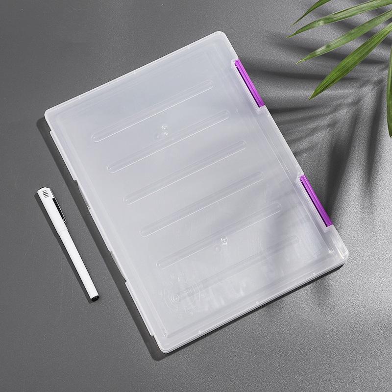 

Nail Art Thickened Plastic Document Box with Clip for Desktop Storage A5 (24x17x2 cm) фиолетовый