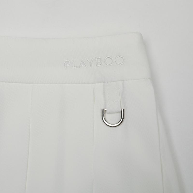 Playboo Airy Inverted Pleats Skirt W Inner Pants White