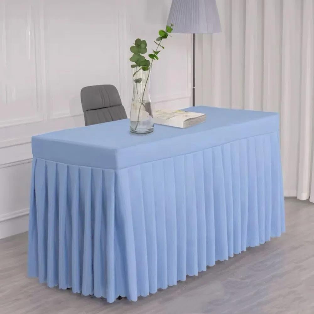 

Цельная юбка для стола Прямоугольная скатерть для конференц-стола Банкет Свадебная вечеринка небесно-голубой