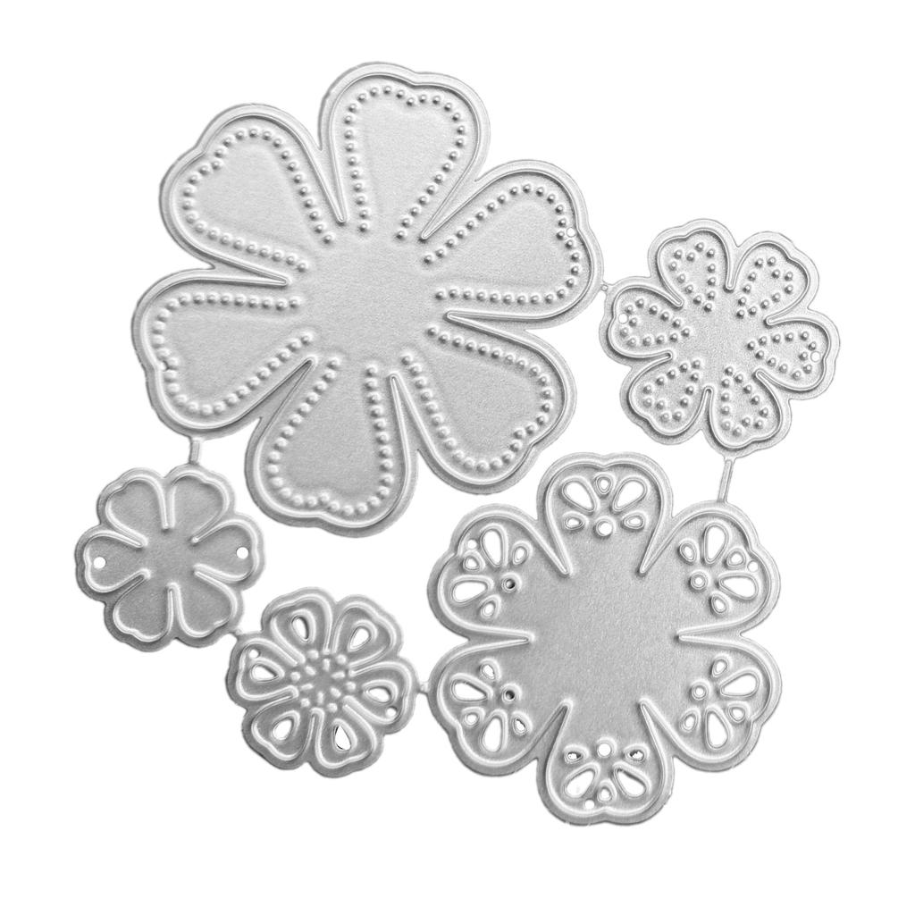 6-Petal Florals 5 In 1 Flowers Embossing Knife Die Metal Cutting Dies for DIY Scrapbook Paper Cards Embossed Decor Craft