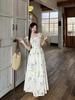 Women's Elegant Floral Puff Sleeve Square Neck Dress - New Summer 2026 French Vacation Style