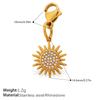 Fashion Light Luxury Diamond Star Moon Sun Lobster Buckle Pendant Stainless Steel Gold Plated DIY Versatile Accessories