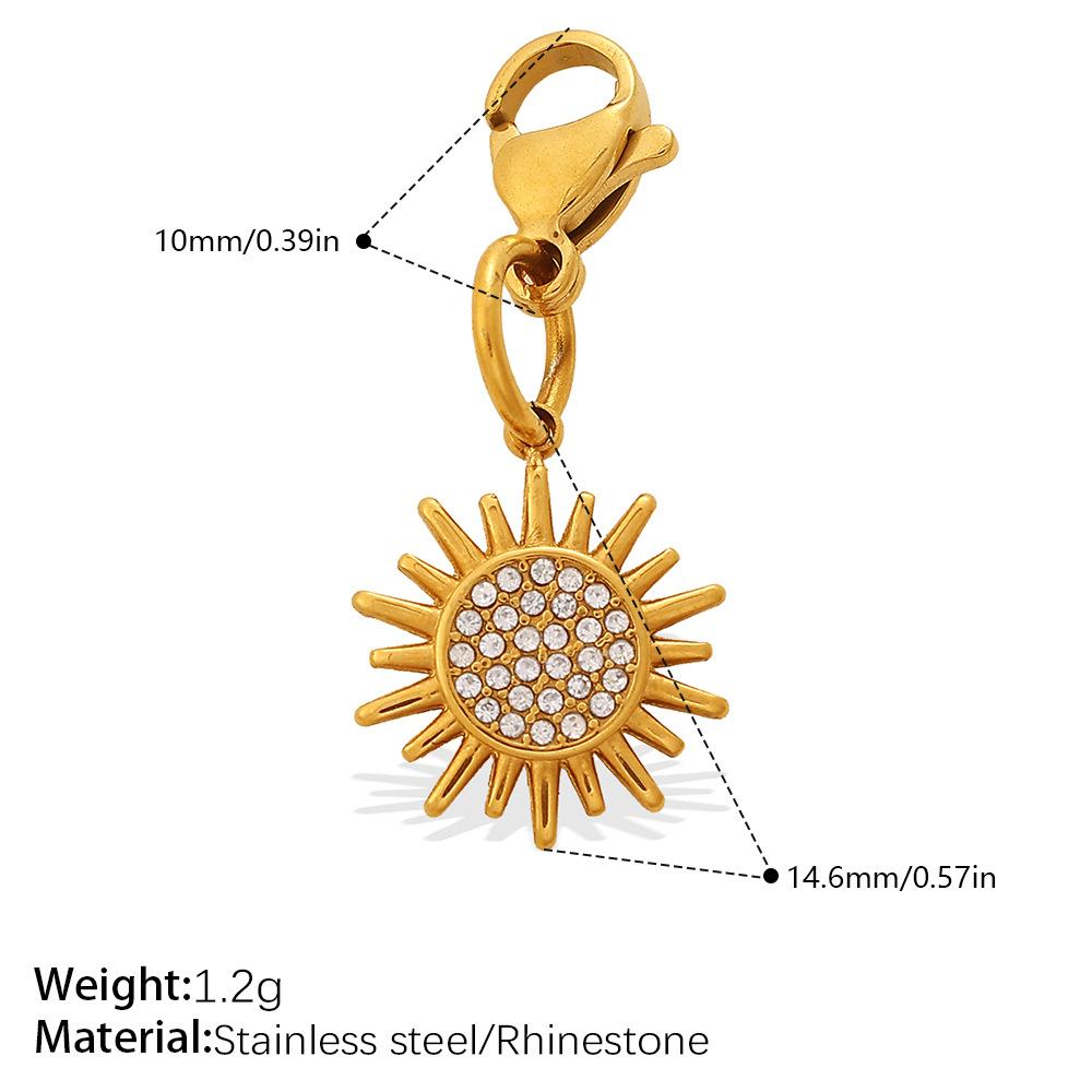 Fashion Light Luxury Diamond Star Moon Sun Lobster Buckle Pendant Stainless Steel Gold Plated DIY Versatile Accessories