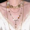 European and American retro pearl multi-layer splicing flower necklace women's ancient style niche exaggerated high-end neck chain collarbone chain