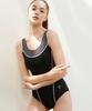 Jeteseu Women'S U-Back Black Check One-Piece Indoor Swimwear L_4A9017