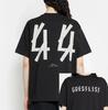 Tricou supradimensionat elegant negru din bumbac de la 44 Label Group Berlin, cu imprimeu iconic Guestlist și 44