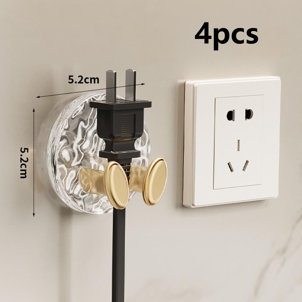 4pcs Punch-free Power Plug Socket Holder PET Wall Hanging Hook New Wall Storage Hook