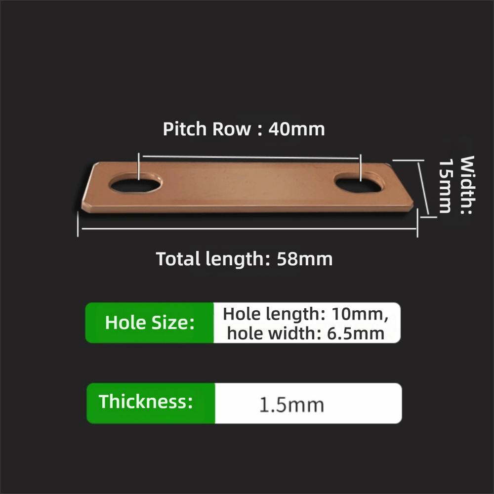 Flat Battery Busbar M6 screw holes Red Copper Pickling Busbar New Busbar Connector LiFePO4 Cell