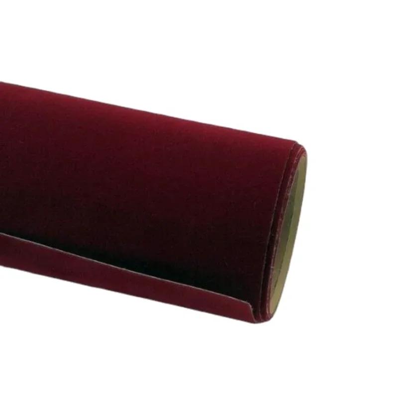Szerokość 45cm Kolor wina czerwonego Samoprzylepna tkanina aksamitna Klejący flocking Świąteczna naklejka tkaniny do dekoracji DIY 1.2mm