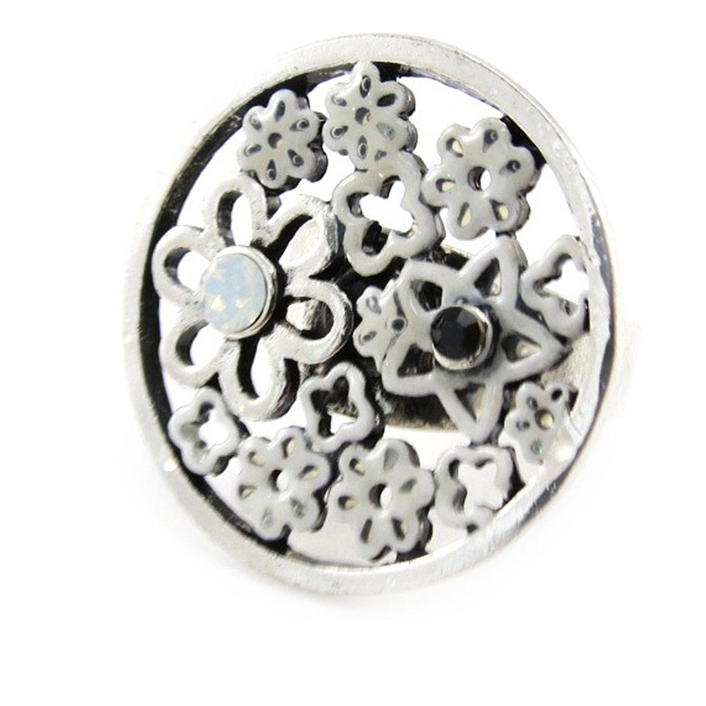 NOA [G0258] - Bague Créateur 'Paquerettes' blanc