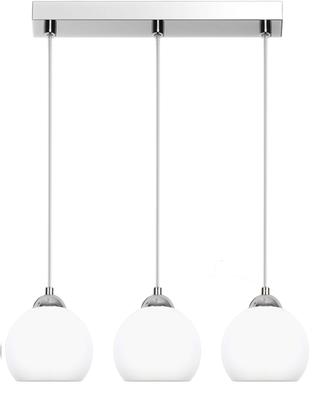 Lampa Wisząca Sufitowa Chrom Klosz Biały Moka Silver 13-672