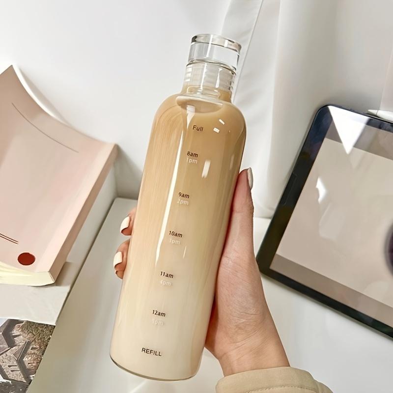 PC Plastic Water Bottle with Time Markers 16.91oz Leakproof Drop-Resistant BPA-Free Sport Bottle for Gym Travel Outdoor Activiti