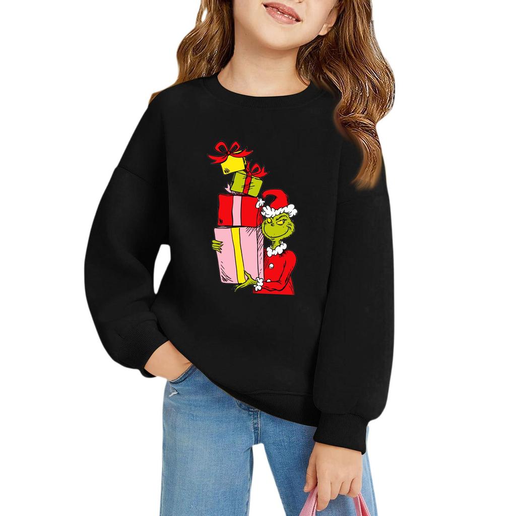 Christmas Day Girls Round Neck Pullovers For Kids Printed Baby Tops
