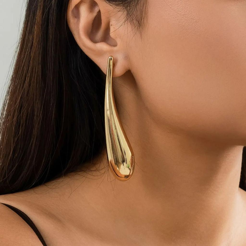 Exaggerate Big Water Droplet Drop Earrings for Women Trendy Simple Metal Statement Long Dangle Earrings Party Retro Jewelry Gift