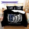 Attack on Titan Pattern Bedding,Quilt Set Quilt Cover Pillowcase Home Birthday Gift (1 * duvet cover + 2 * pillowcase, without core)