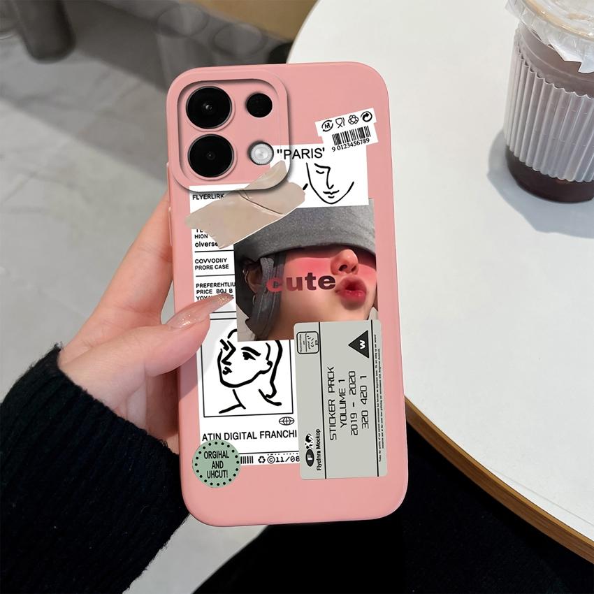 För Oppo Realme 5 6 7 8 9 10 Pro Plus K12 A5 A5X Telefonskal Söta Flicka Mönster Flytande Silikon Avancerat Anti-Slip Skyddsskal För Oppo Hölje