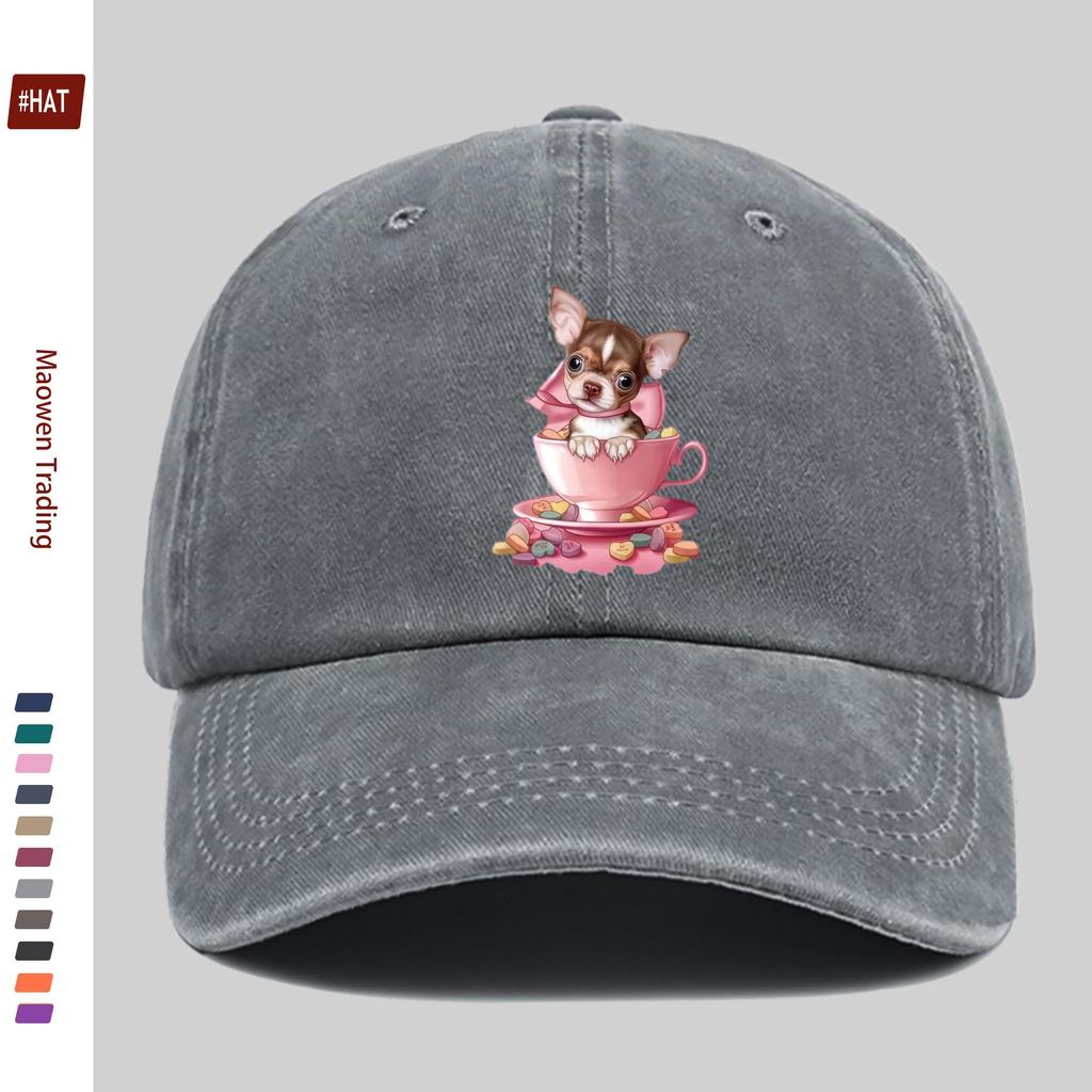 pc Cute Dog with Bow Print Baseball Cap Comfortable Fashionable Casual Decorative Hat Trendy Lightweight Accessory Adjustabl