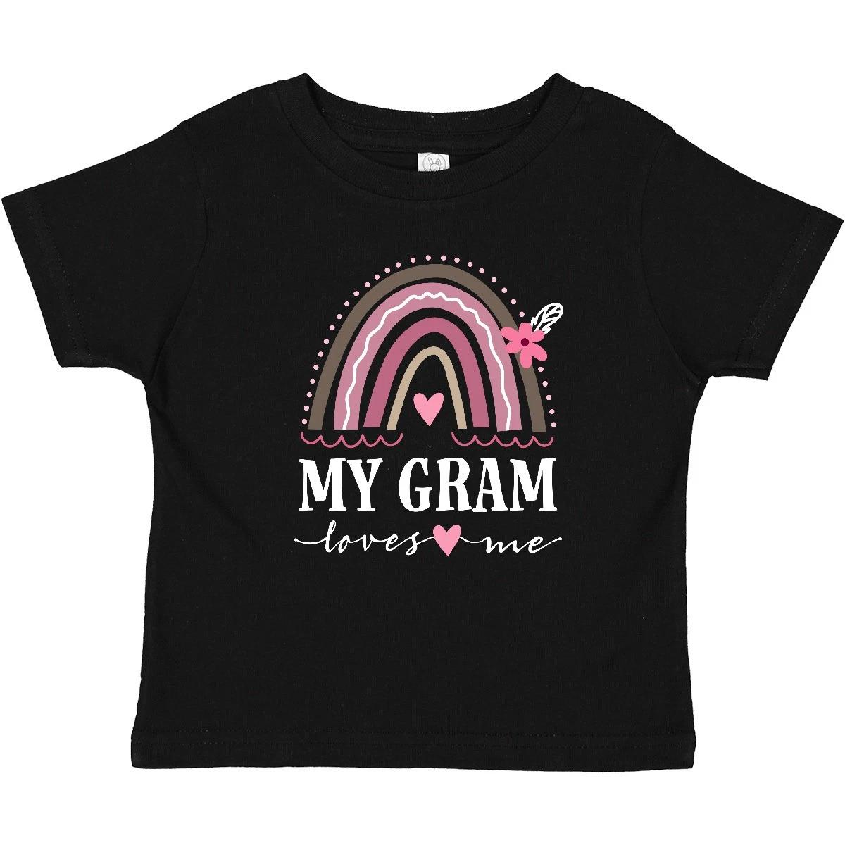 Inktastic My Gram Loves Me Rainbow Baby T-Shirt Grandkids From Outfit Clothes 120